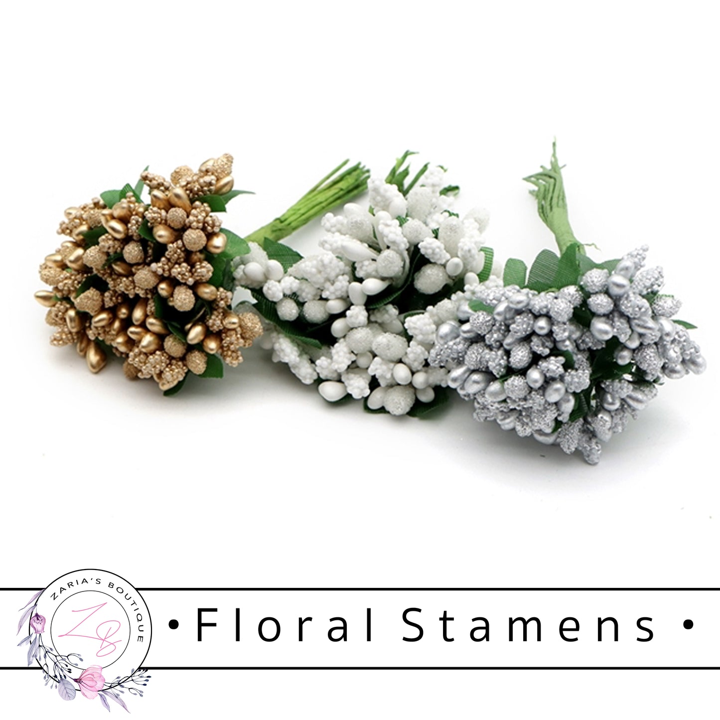 Flower Stamens • White • Gold • Silver •