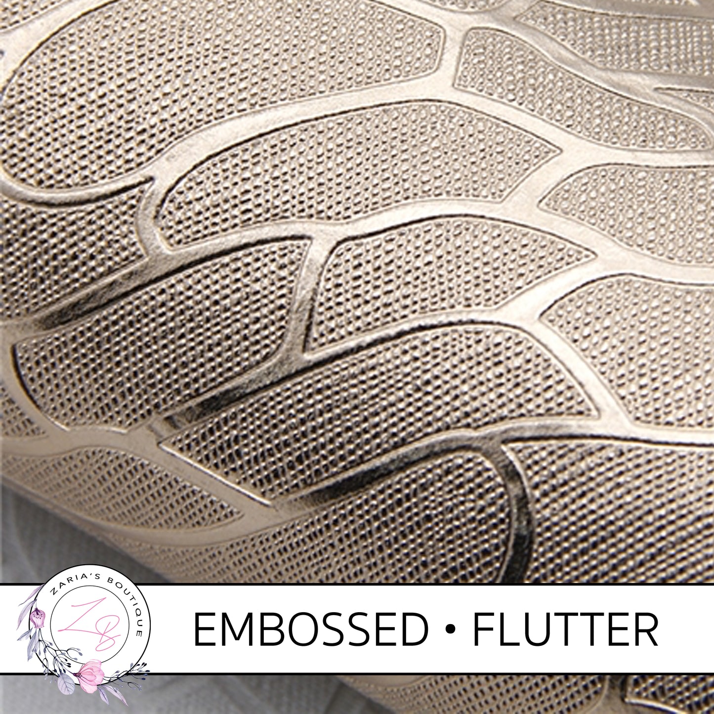 SALE Embossed Flutter Wing • Metallic Champagne Gold Textured Craft Fabric