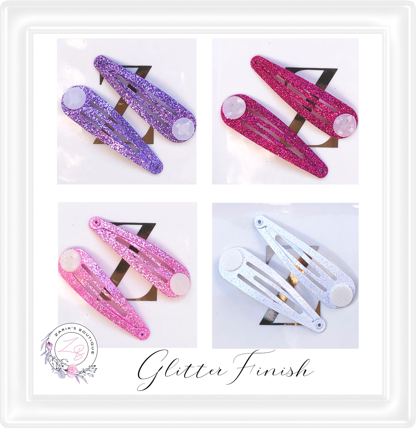• Glitter Finish • 5cm Snap Hair Clips • 10 pcs •