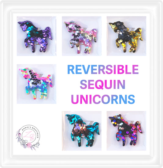 • Sequin Unicorns • Reversible Embellishments • Brights • x 2 pieces