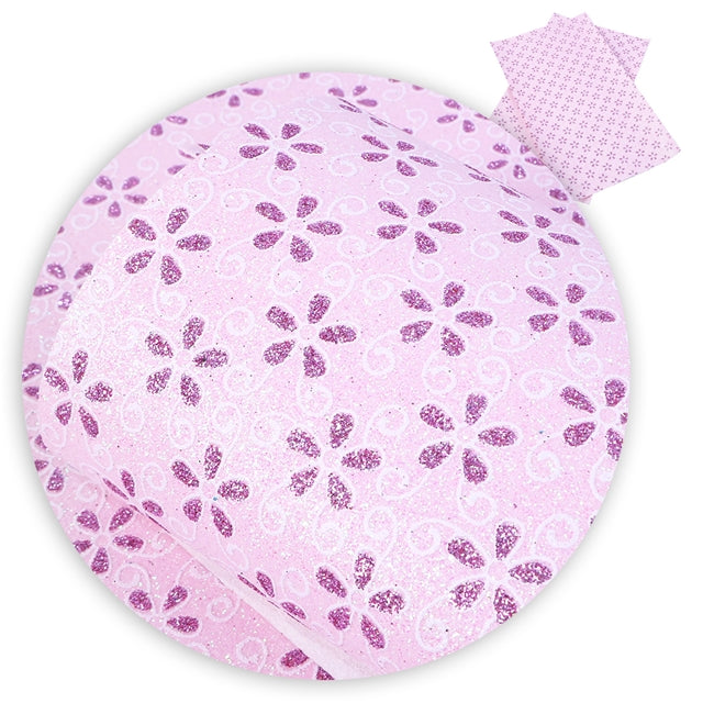 Pink Purple Glitter Daisy ~ Craft Faux Leather