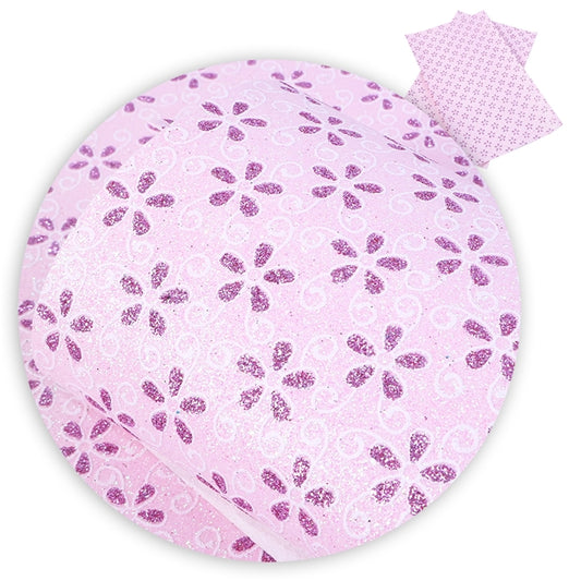 Pink Purple Glitter Daisy  ~ Craft Faux Leather