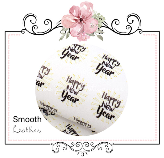 Happy New Years Smooth Faux Leather Craft Fabric Sheets