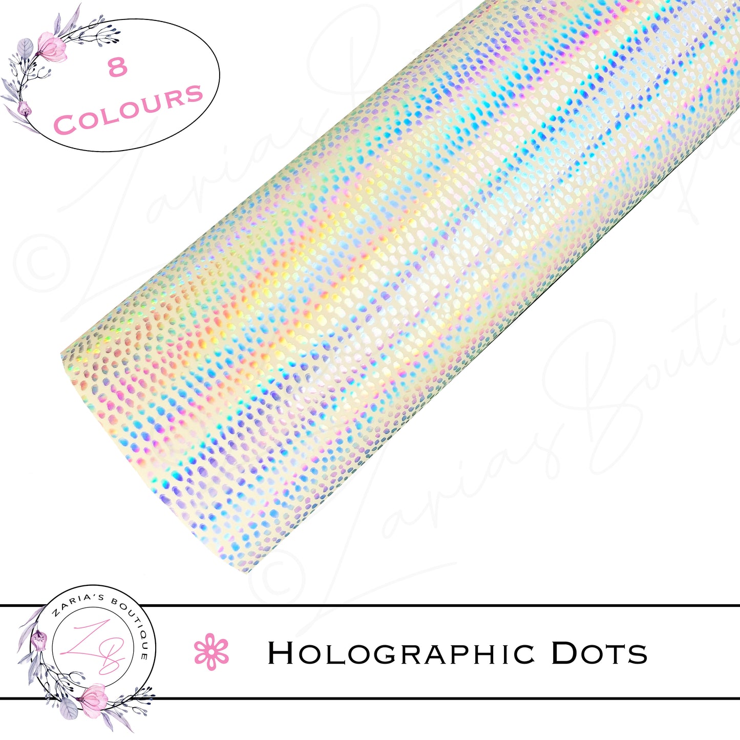 ⋅ Holographic Confetti Dots ⋅ Vegan Faux Leather ⋅ Light Yellow ⋅