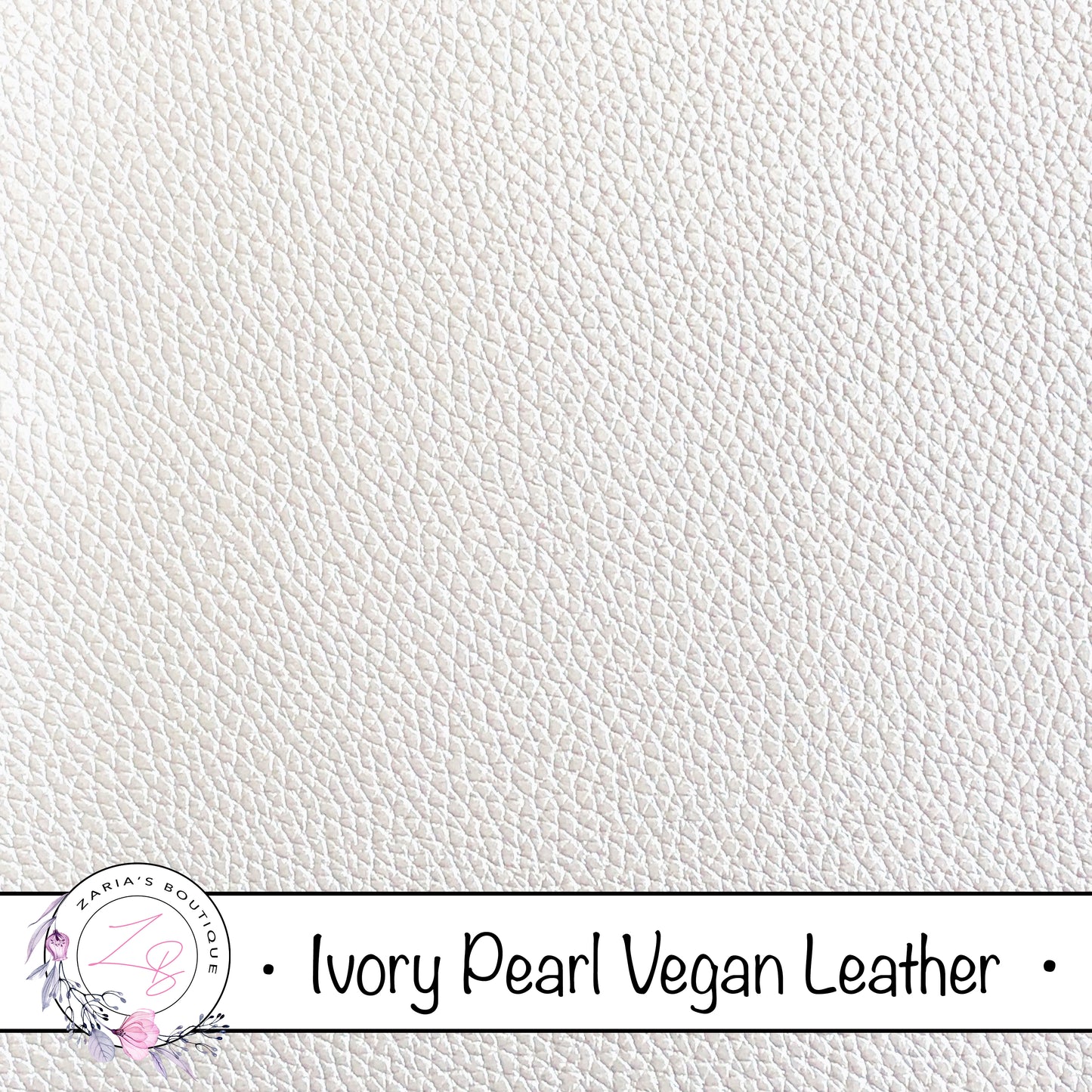 Ivory Pearl Litchi Faux Leather • Vegan Pebble Grain