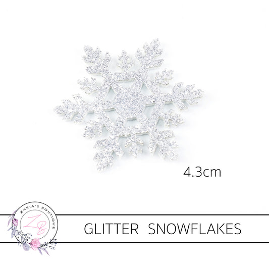 Silver Snowflake Glitter Embellishment x 2 pieces