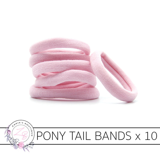 10 Nylon Ponytail Hair Bands ~ Pink