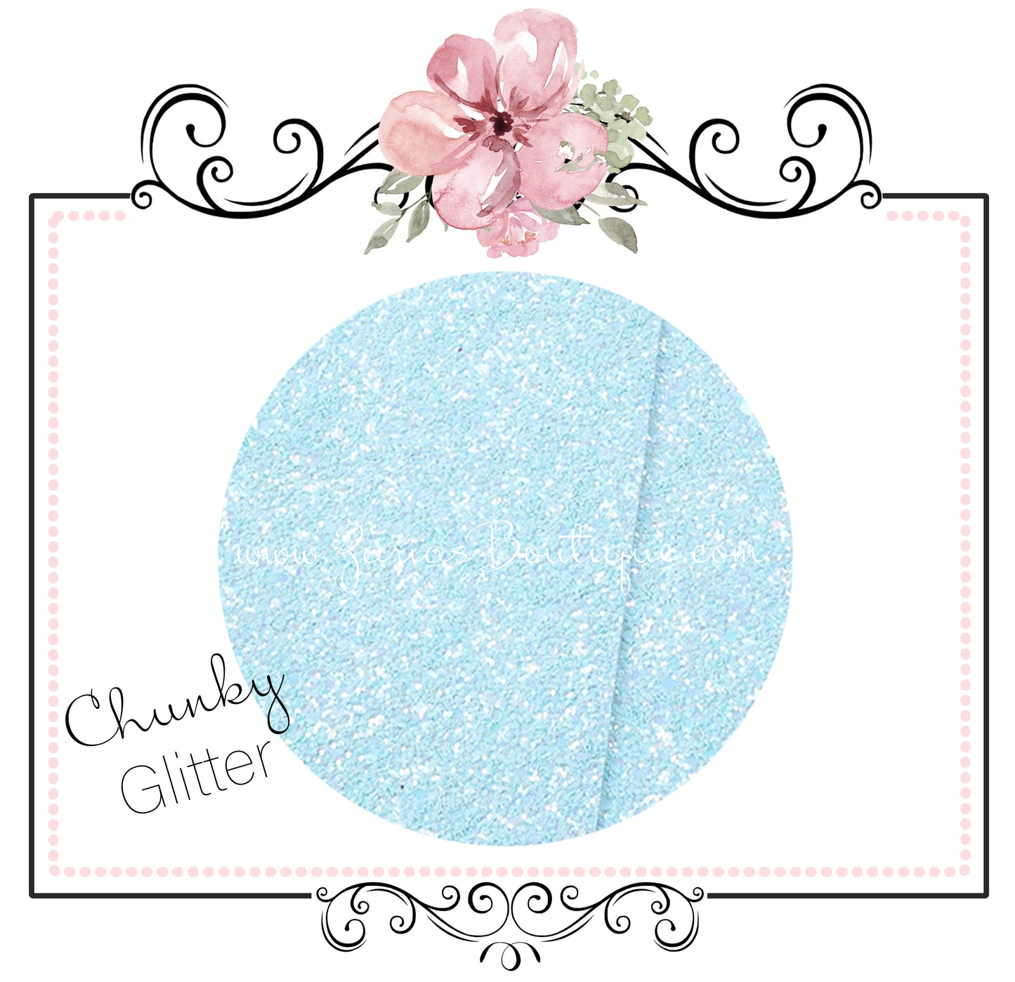 Light Sky Blue ~ Chunky Glitter Faux Leather Fabric Sheets