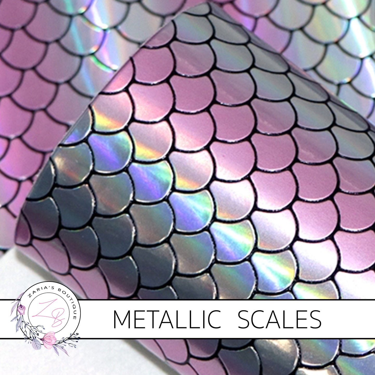 Mermaid Scales ~ Teal/Silver Holographic ~ Faux Leather