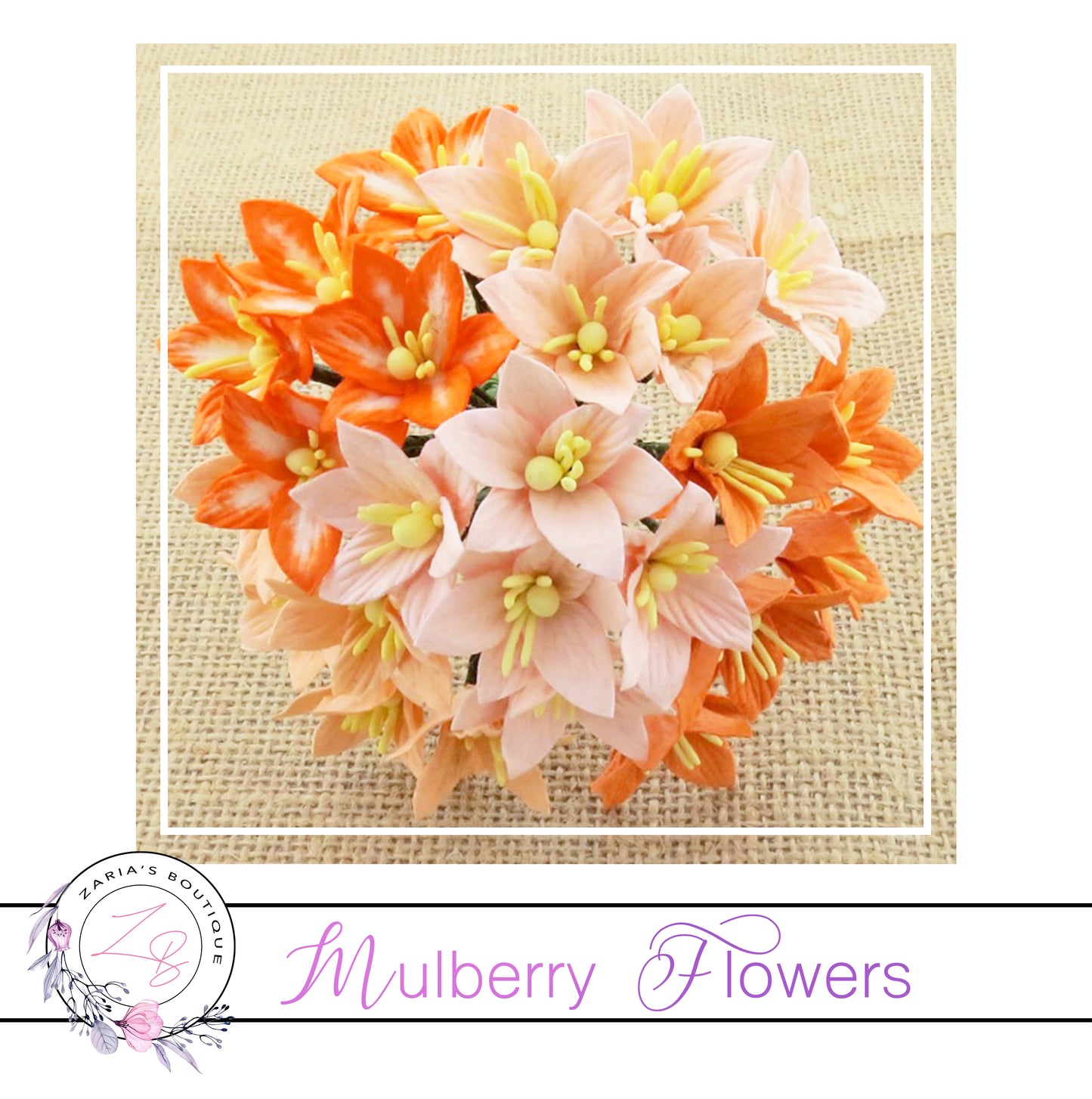 Mulberry Paper Flowers ~ Lily Lilies ~ 30mm ~ Mixed Peach/Orange