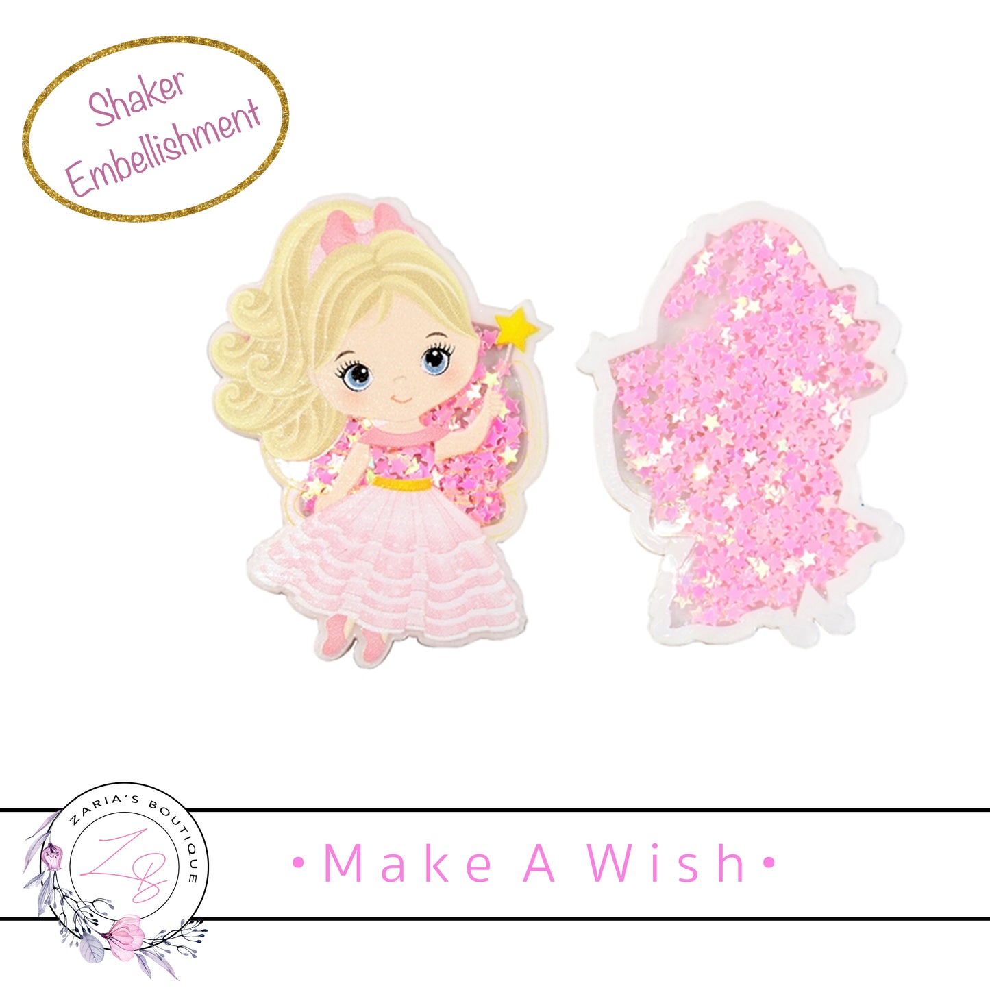 • Make A Wish • Sequin-Filled Flatback Shaker Embellishment