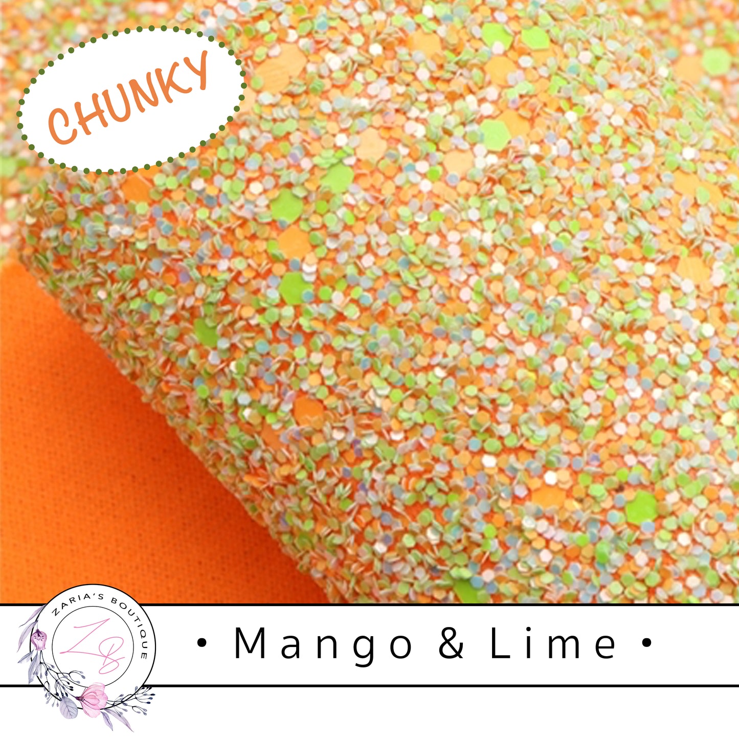 • Mango & Lime • Chunky Glitter Canvas Craft Fabric Sheets