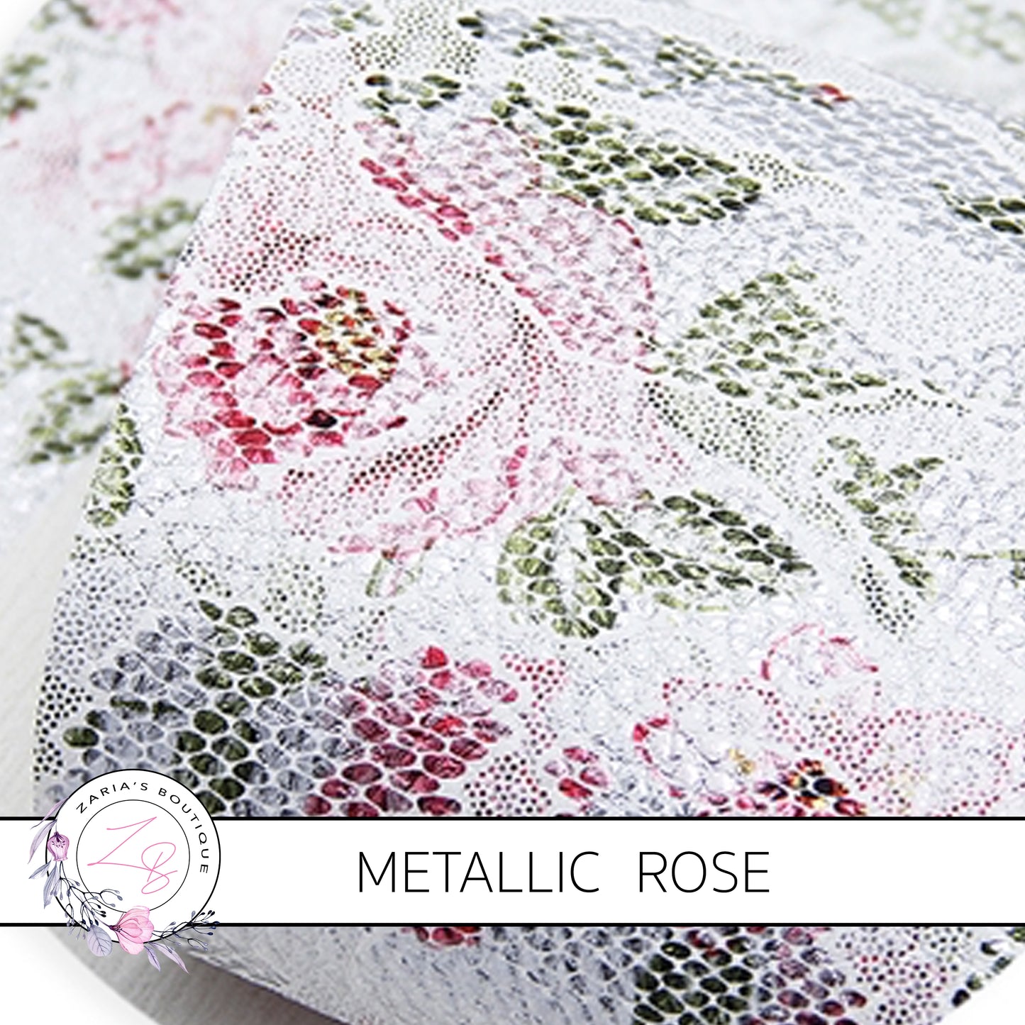 SALE Vintage Rose Black Lace Metallic Silver Embossed Floral ~ Faux Leather Sheets