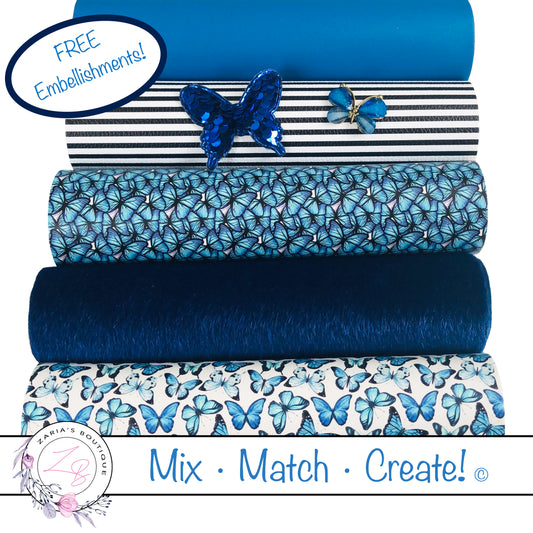 • Blue Butterfly • Smooth Vegan Faux Leather