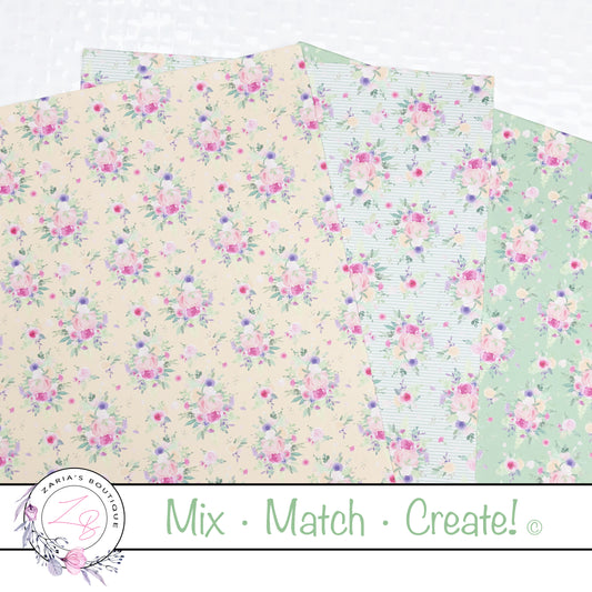 Mix ⋅ Match ⋅ Create © Minty Floral ⋅ Vegan Faux Leather & Glitter ⋅ Single Sheets & Multi-Packs