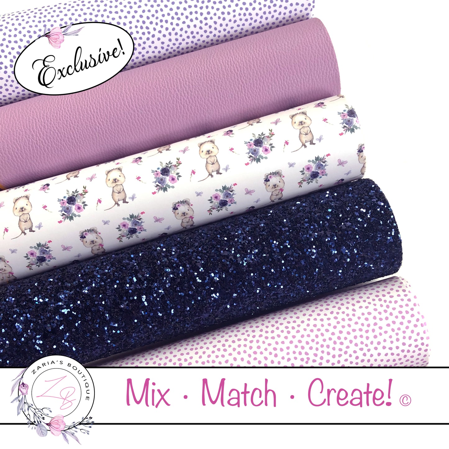 ⋅ Quokka Floral ⋅ Vegan Faux Leather ⋅ Mix Match Create ©