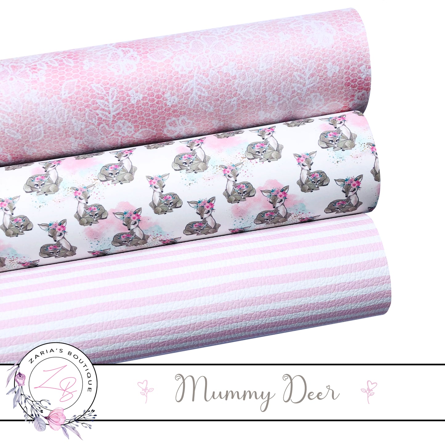 Mummy Deer ⋅ Vegan Faux Leather ⋅ Single Sheets or 3 Piece Set