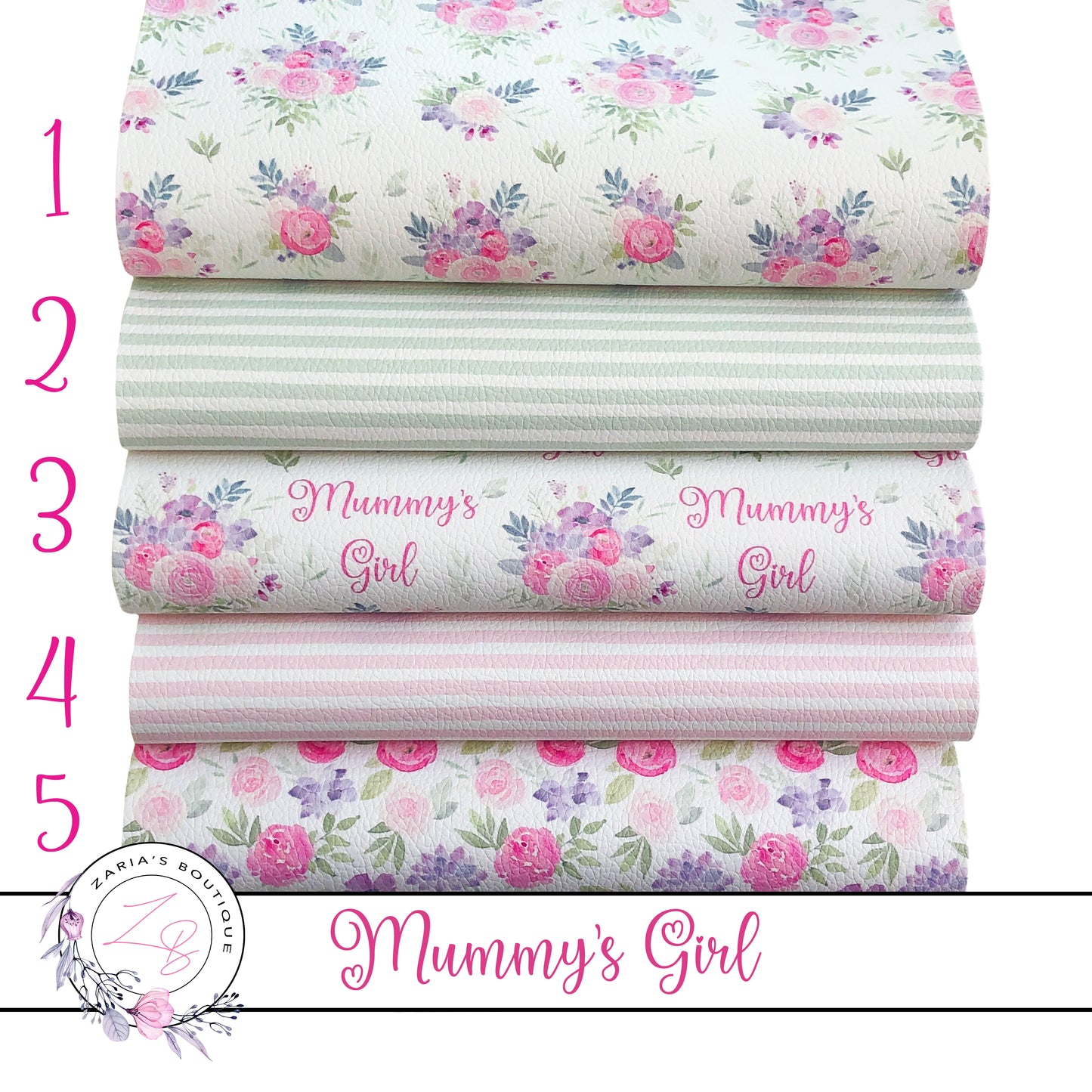 EXCLUSIVE Mummy's Girl Floral Vegan Faux Leather ~ Single Sheets & Multi-Pack