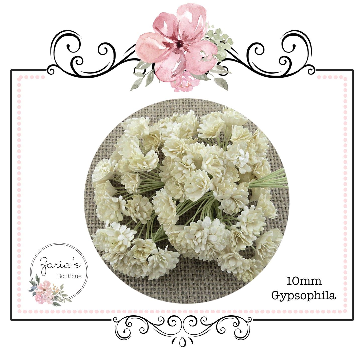 Mulberry Paper Flower ~ Ivory Gypsophila ~ 10mm x 10 pieces