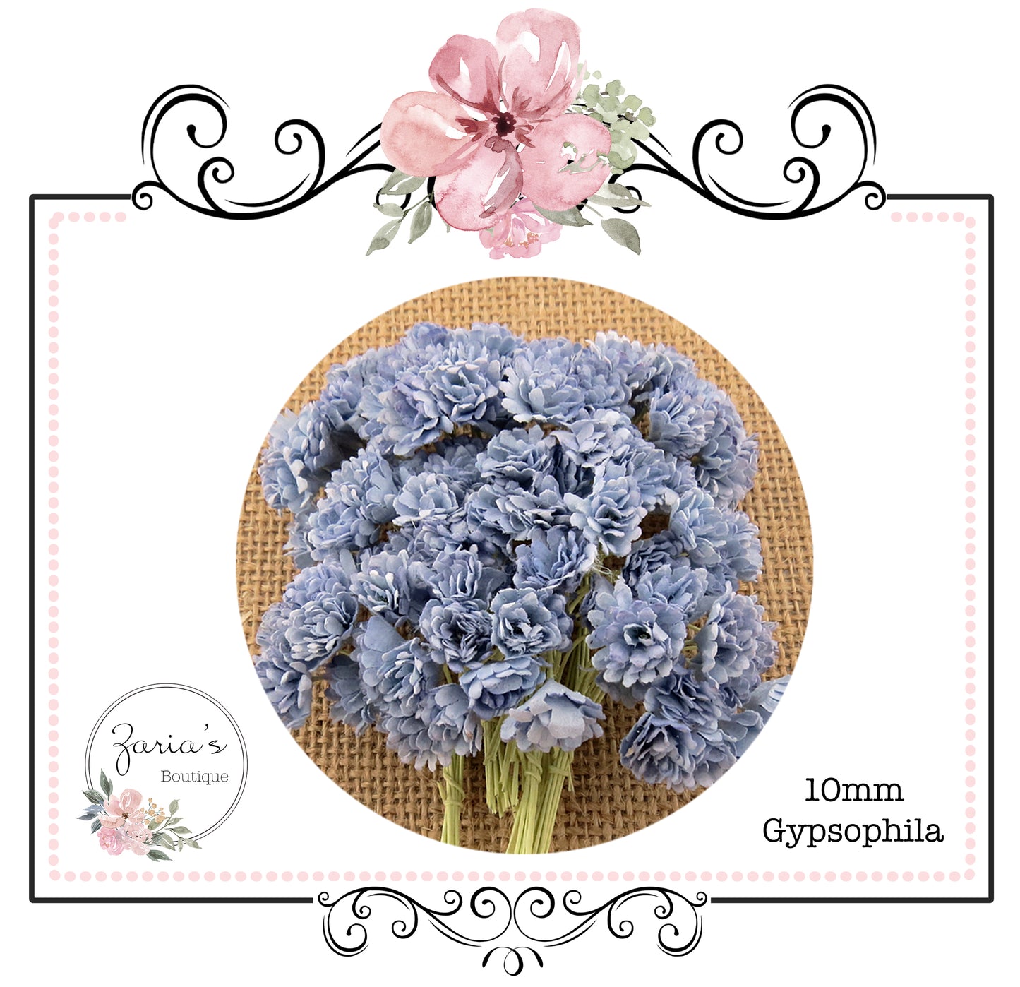 Mulberry Paper Flower ~ Two-Tone Antique Blue Gypsophila ~ 10mm x 10 pieces
