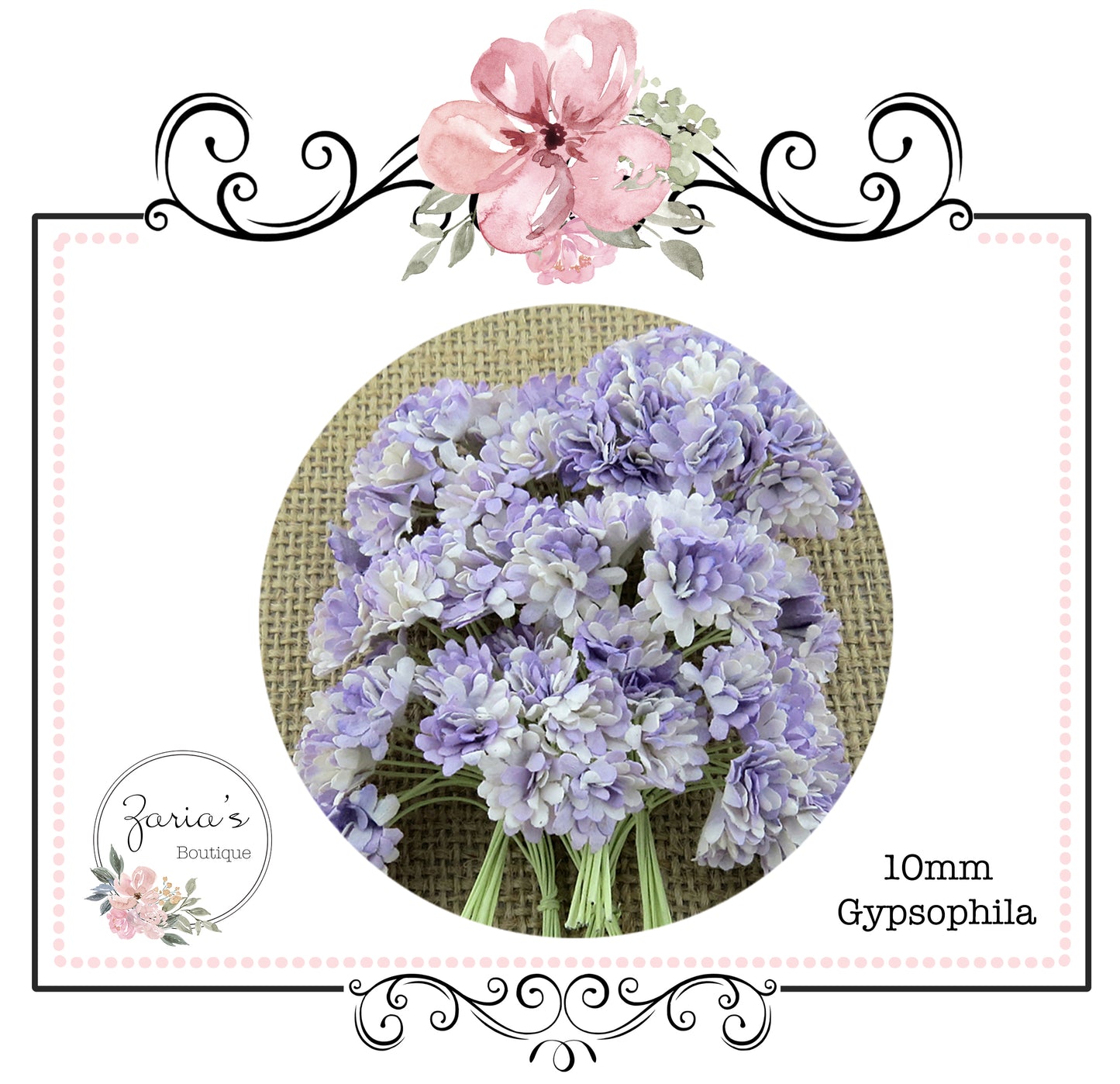 Mulberry Paper Flower ~ Two-Tone Lilac Gypsophila ~ 10mm x 10 pieces