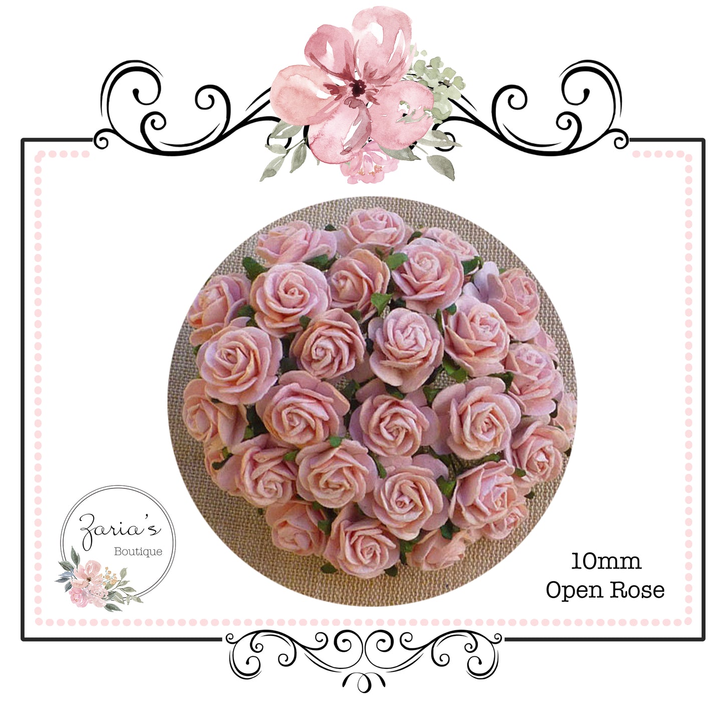 Mulberry Paper Flower ~ Peach Open Rose ~ 10mm x 10 pieces
