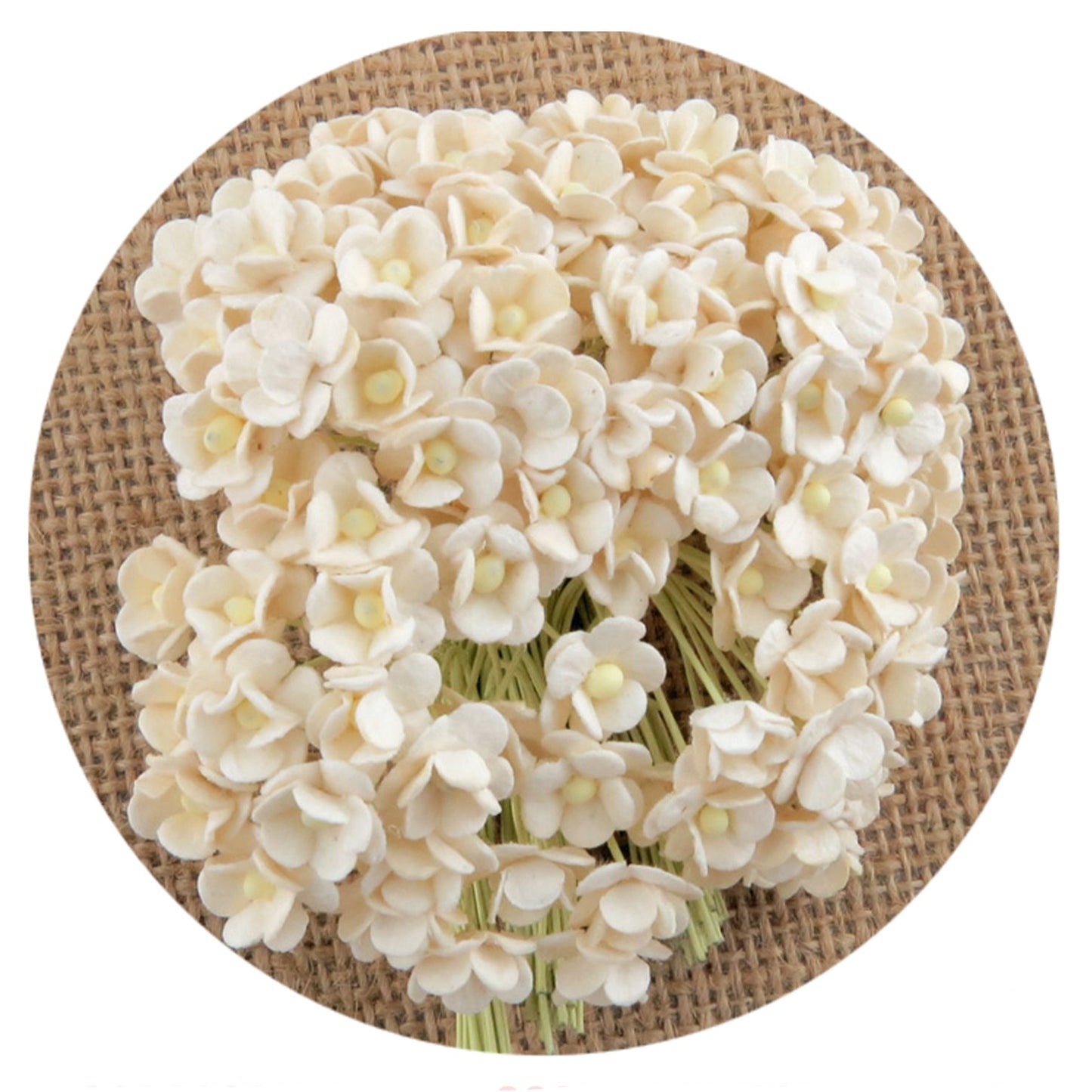 ⋅ MULBERRY PAPER FLOWERS ⋅ Authentic ⋅ 10mm Mini Sweetheart Blossoms ⋅ Ivory⋅10 pcs