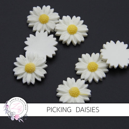 SALE Picking Daisies ~ Black & White Floral Faux Leather ~ 1mm