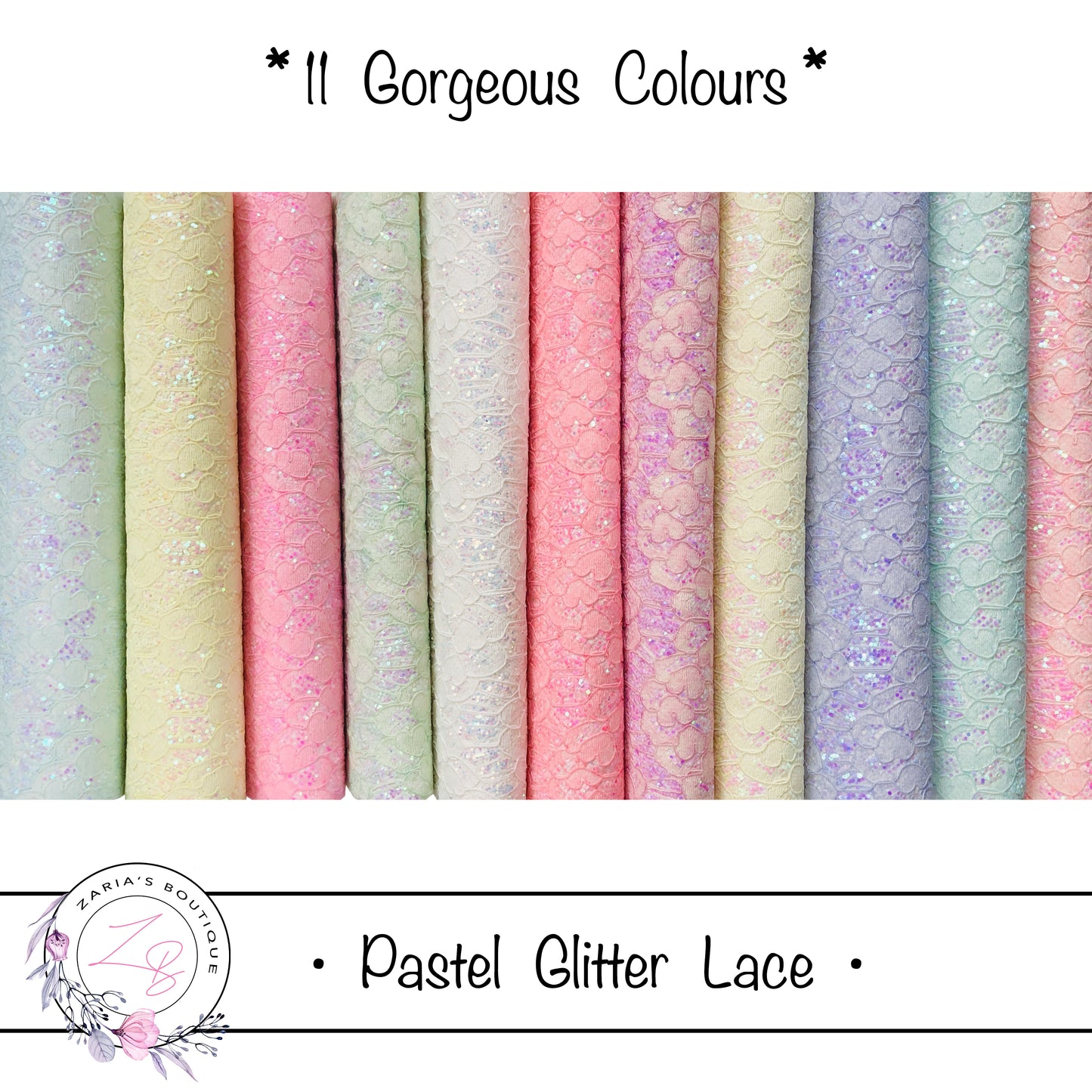 Pastel Glitter Lace ~ 11 Colours ~ SIngle Sheets or Multi-Pack