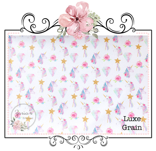 Magical Unicorns & Wands ~ Pastel Luxe Grain Ethical Vegan Faux Leather