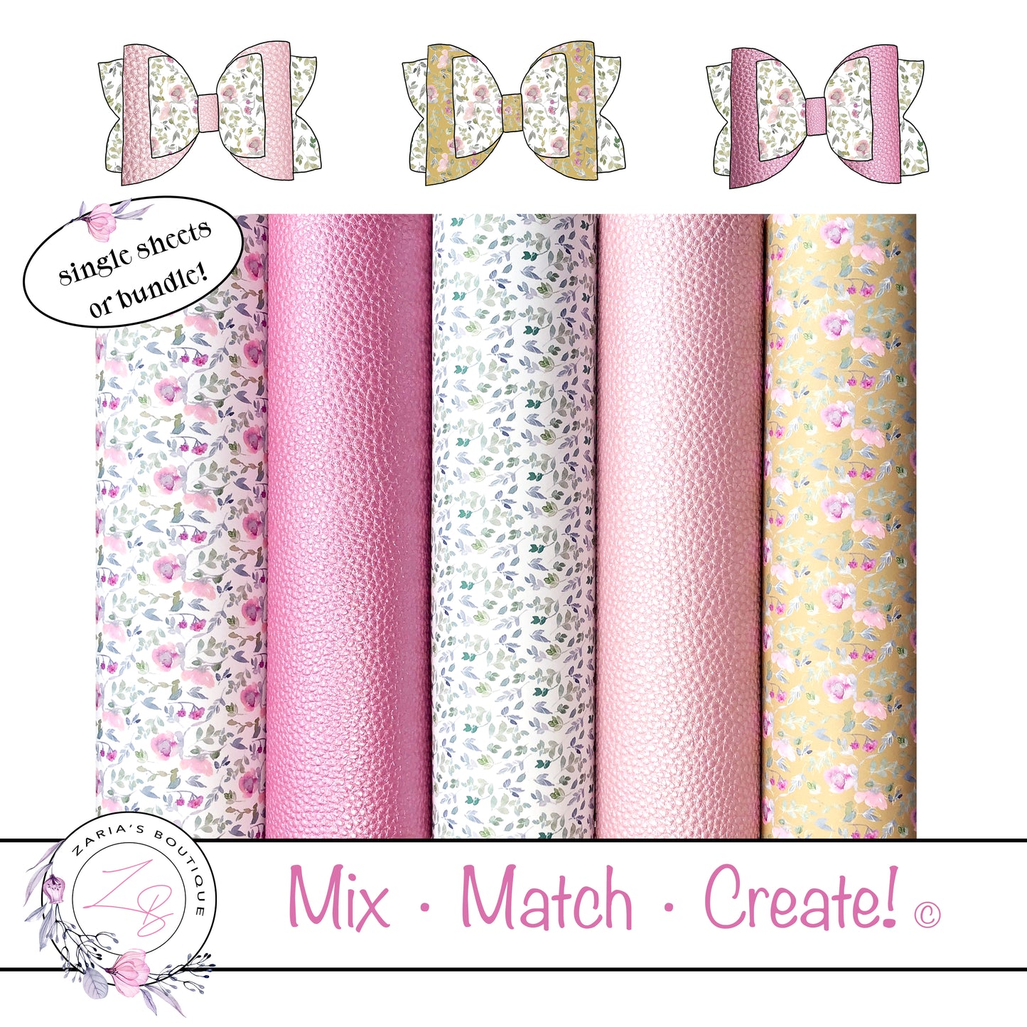 ⋅ Petite Pink Floral ⋅ Vegan Faux Leather ⋅ Single Sheets & Multi-Packs