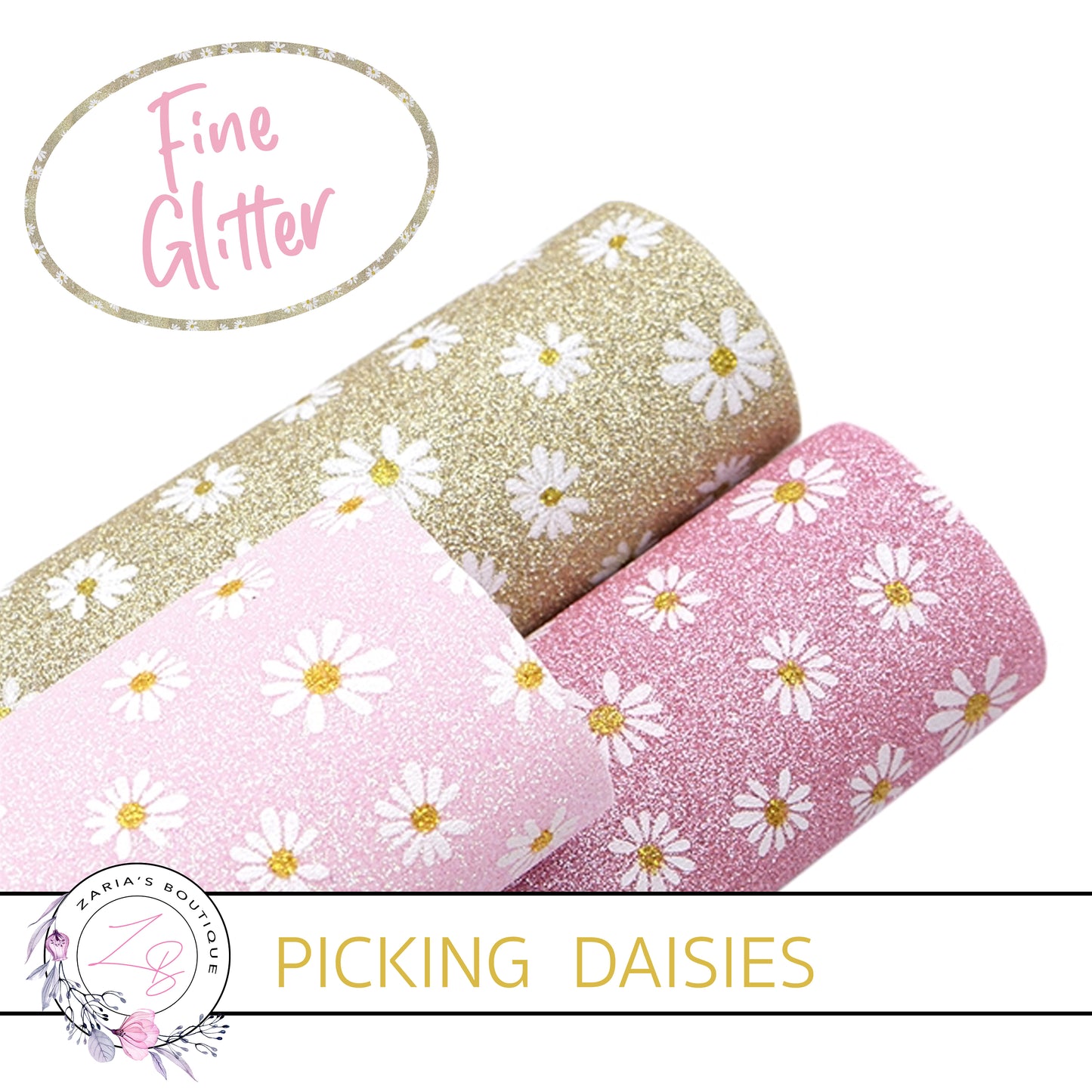 Picking Daisies ✻ Fine Glitter Floral ⋅ Navy