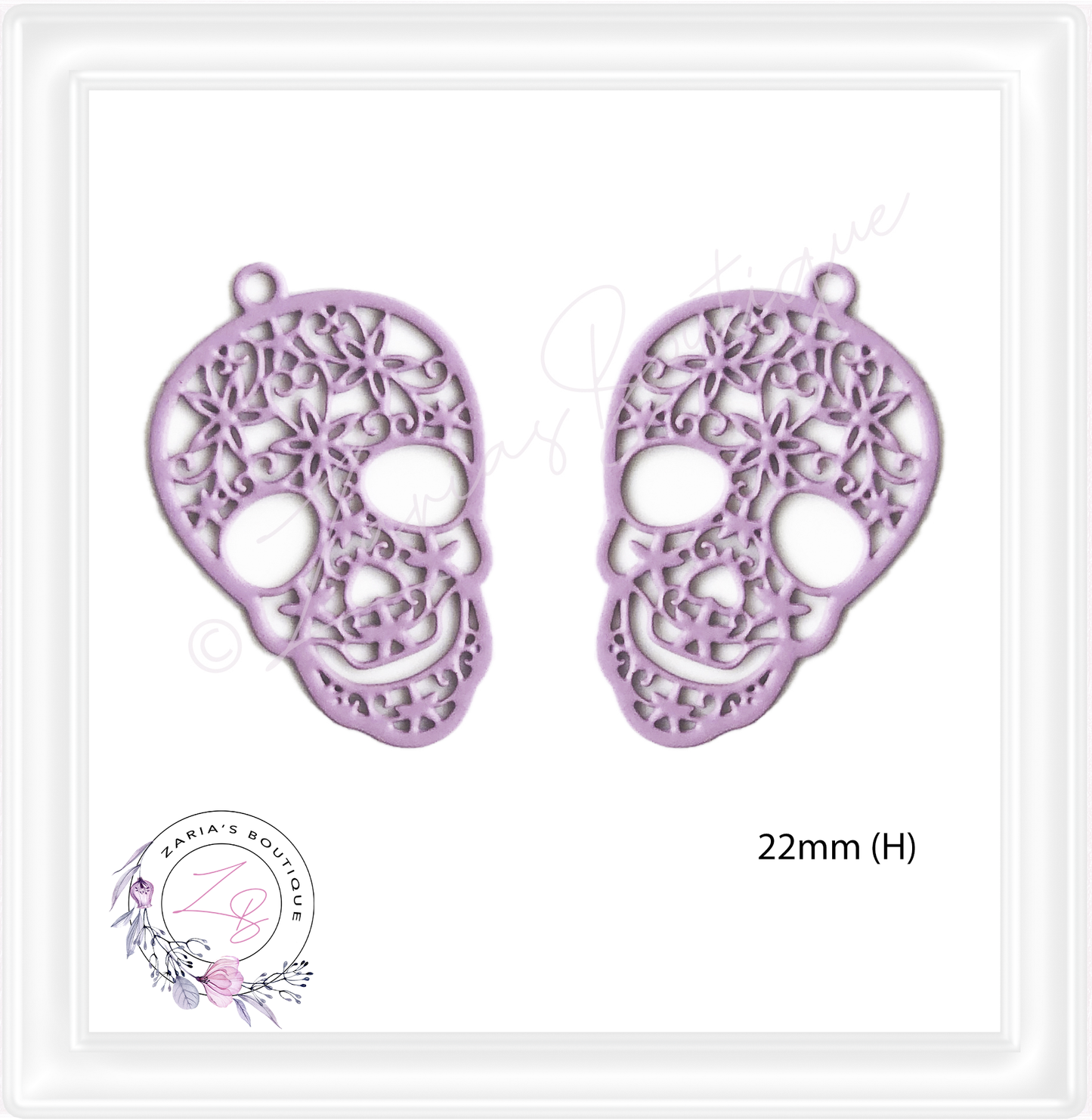 ⋅ Pink Skull Earring Pendant Charms ⋅ Metal ⋅ 2 Pieces ⋅