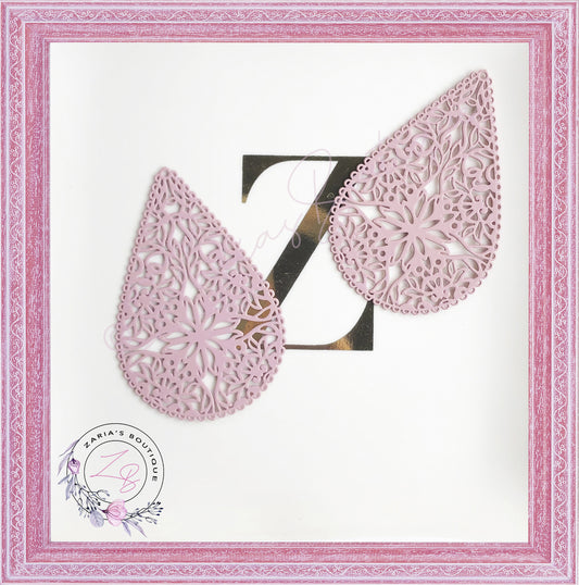 ⋅ Pink Teardrop Lace Earring Pendant Charms ⋅ Metal ⋅ 2 Pieces ⋅