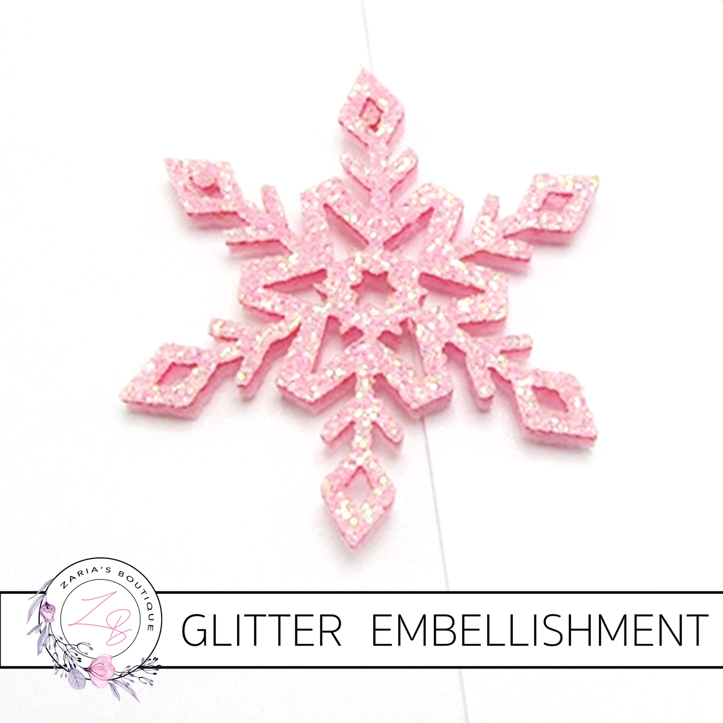 Snowflake Glitter Embellishments x 2 pieces ~ 5 Colours