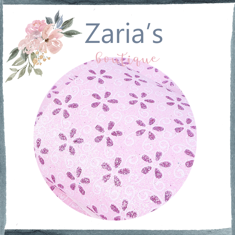 Pink Purple Glitter Daisy ~ Craft Faux Leather