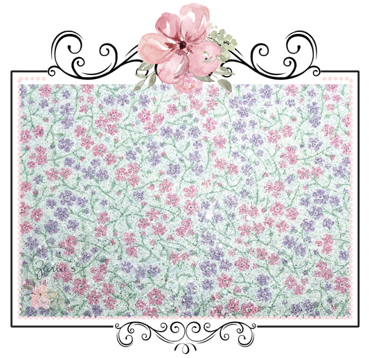 Dainty Pink & Purple Glitter Rose Floral