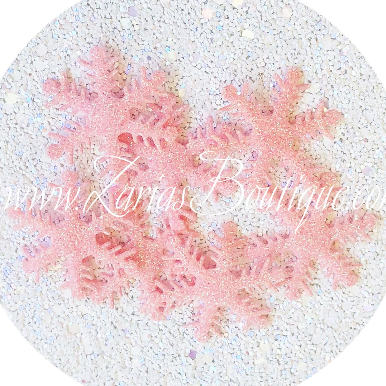 Pink Snowflake Glitter Embellishment x 5