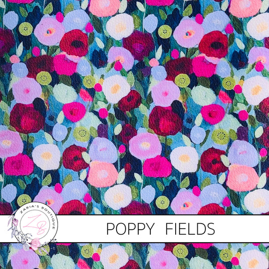 Poppy Fields ~ Floral Faux Leather ~ 1mm