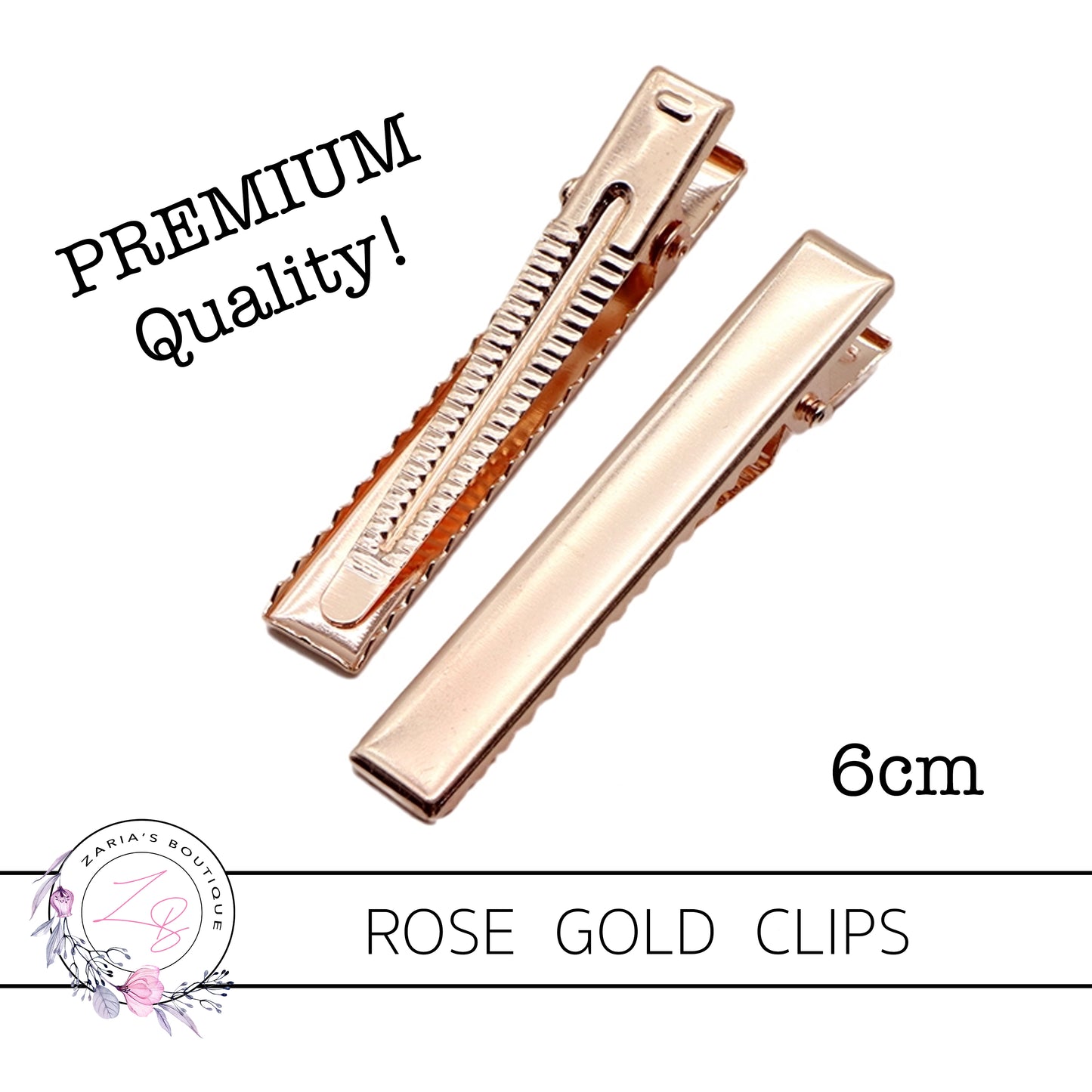 PREMIUM ROSE GOLD 60mm Alligator Hair Clips