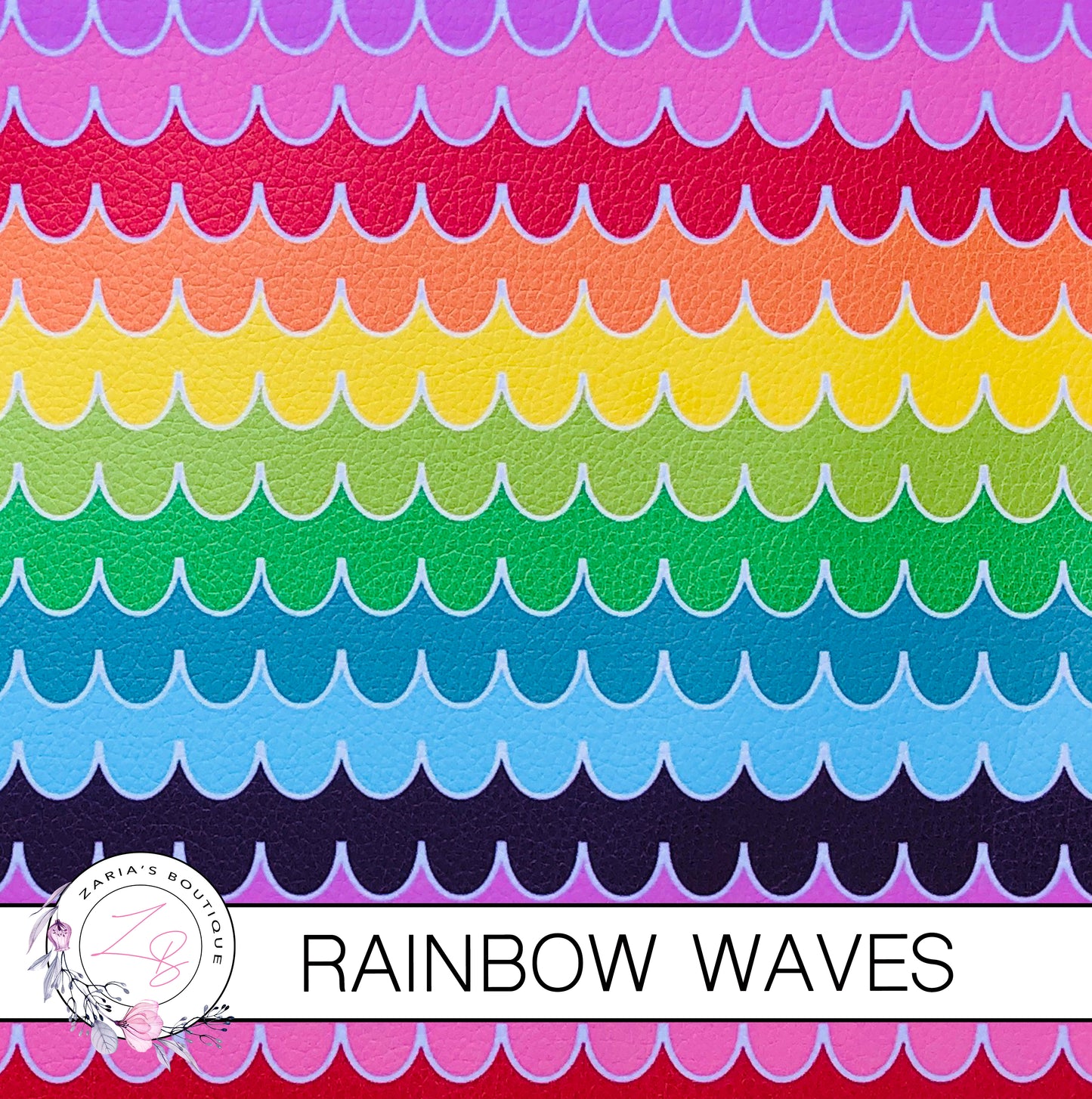 SALE Rainbow Waves ~ Faux Leather ~ 1mm