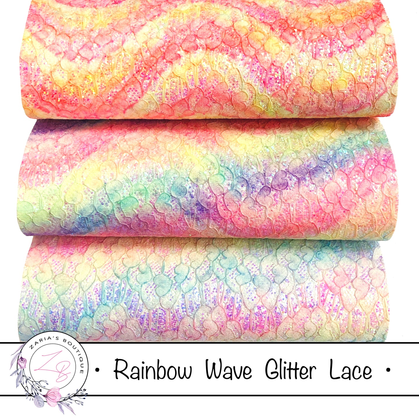 Rainbow Waves Glitter Lace ~ 3 Colours