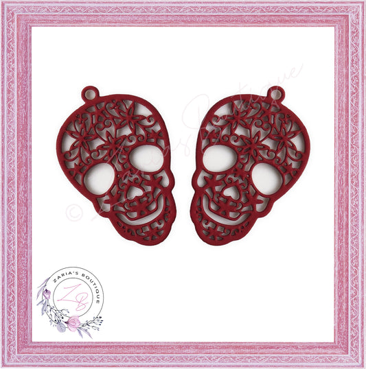 ⋅ Red Skull Earring Pendant Charms ⋅ Metal ⋅ 2 Pieces ⋅