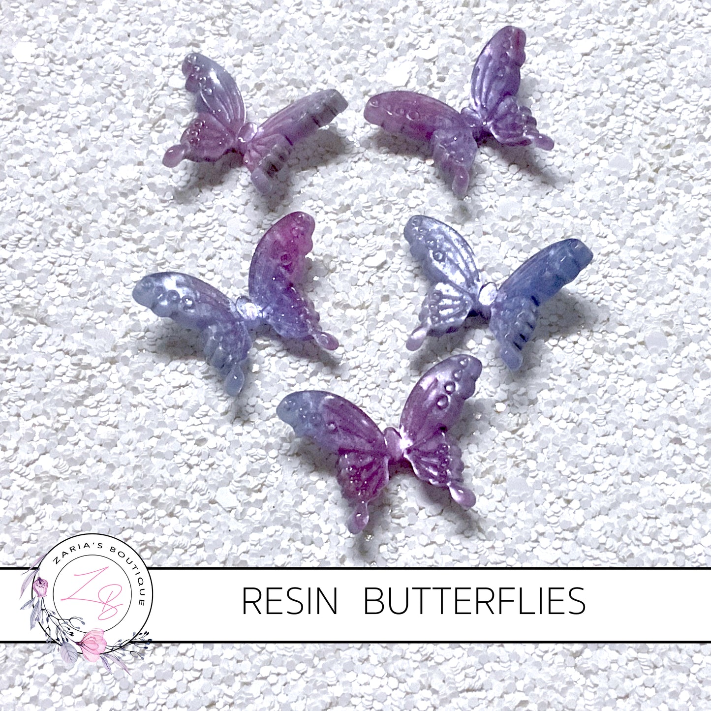 Butterflies ~ Blues ~ Resin Embellishments ~ 2 pieces