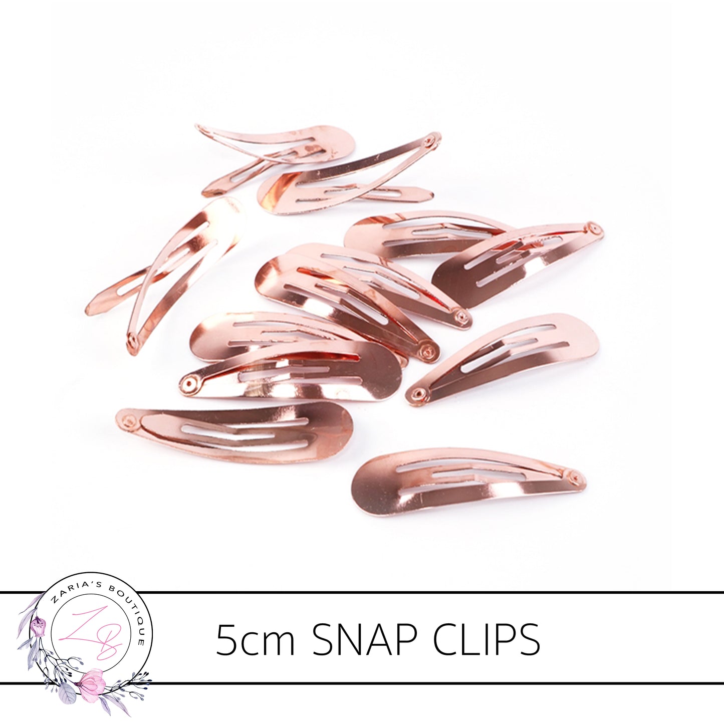 Rose Gold 5cm Snap Hair Clips x 10