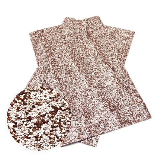 ⋅ R O S E G O L D ⋅ Chunky Glitter Canvas Backed Faux Leather Fabric Sheets