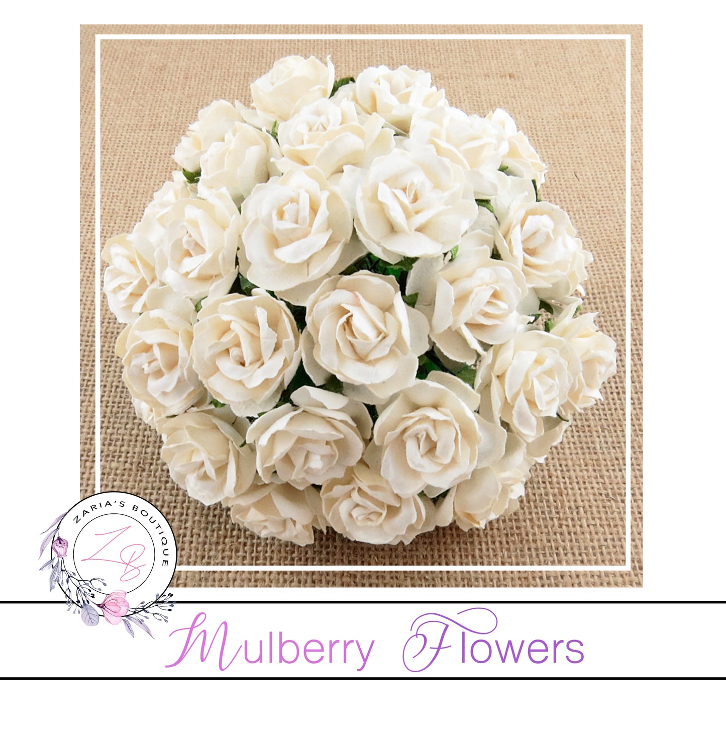 Mulberry Paper Flowers ~ Wild Rose ~ 30mm ~ Ivory