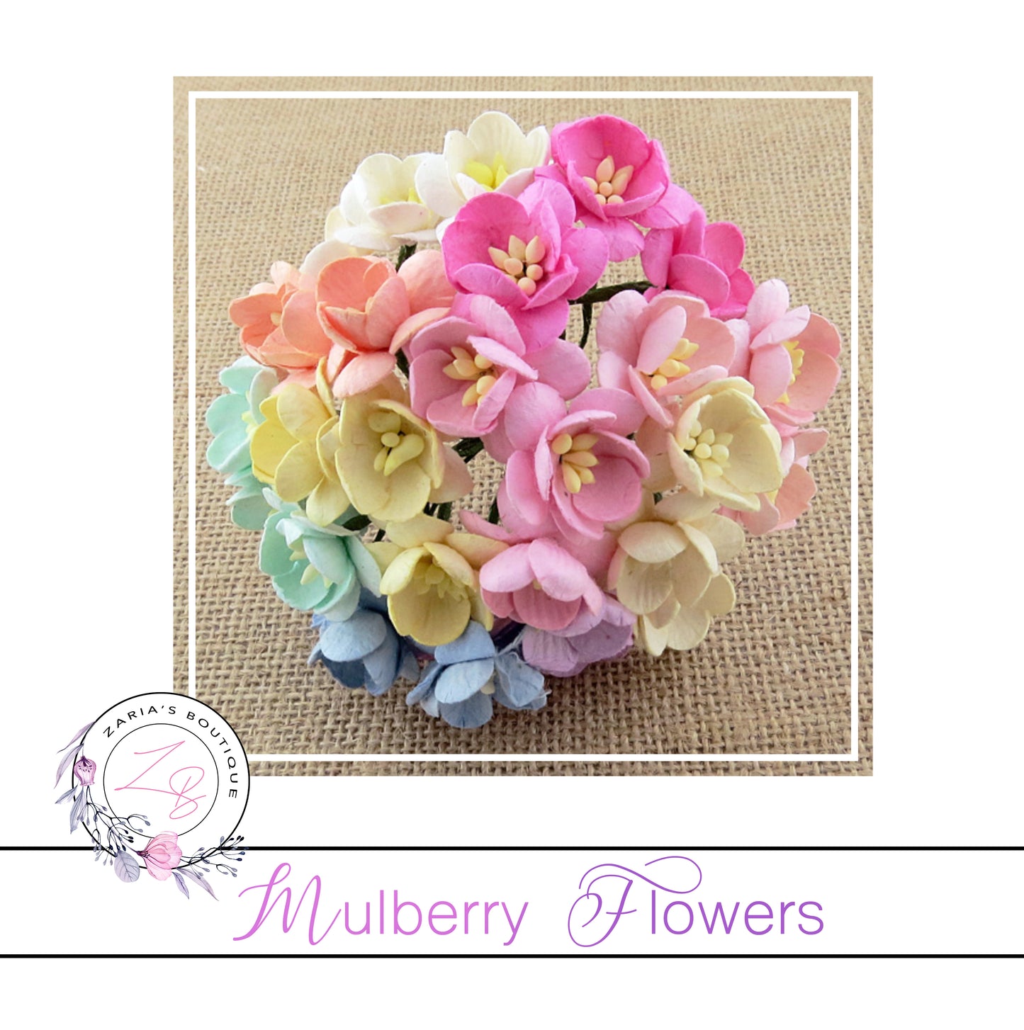 Mulberry Paper Cherry Blossoms ~ Mixed Pastels ~ 10 pieces