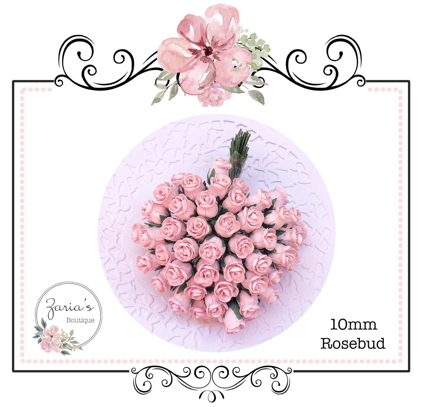 Mulberry Paper Flower ~ Pale Pink Hip Rosebud ~ 0.8mm-1mm x 5