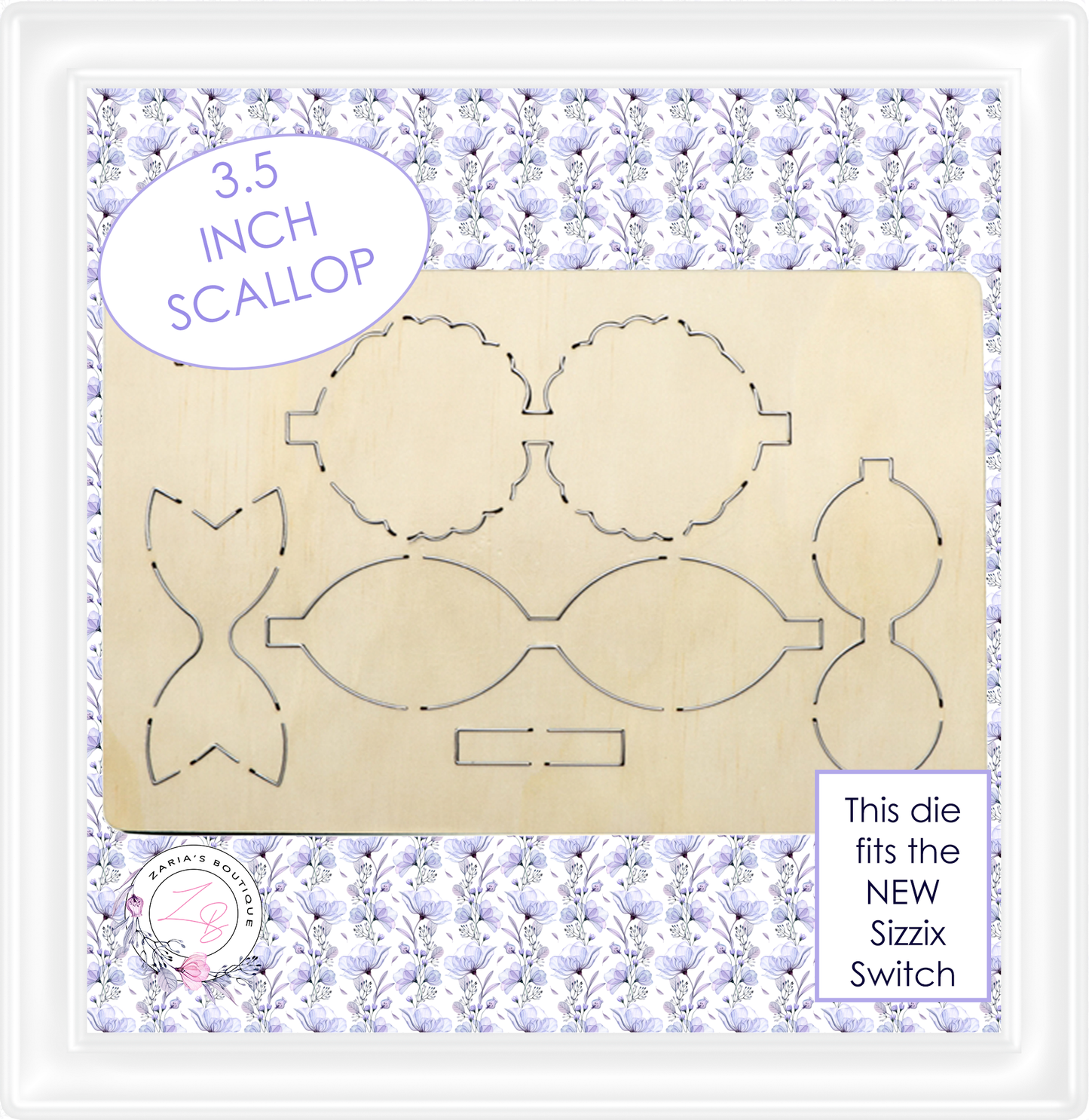 ⋅ Scallop Bow Die ⋅ 3.5INCH ⋅ Steel Rule Cutting Die or Plastic Template ⋅